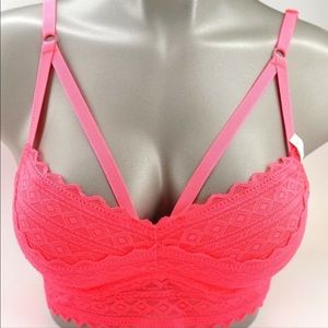 PINK Victoria's Secret Neon Pink Lace Pushup Bralette Size XS